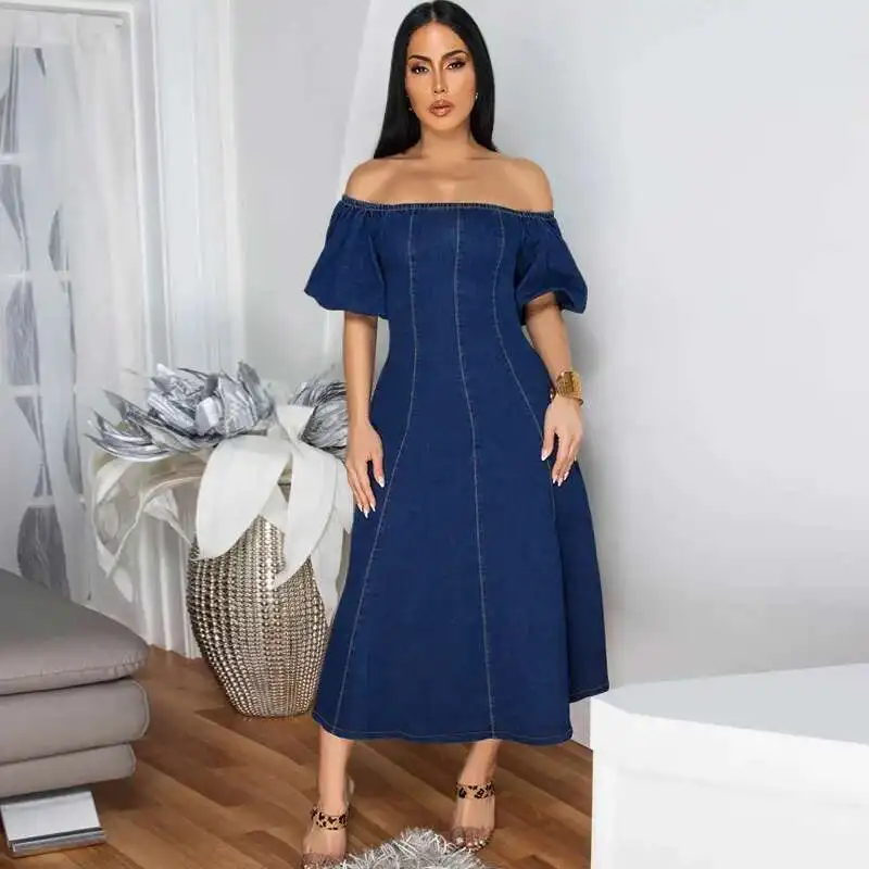 New 218687 Women's Denim Elastic U-neck Short Sleeved Long Dress Sexy Luxury Femmes 2025 Summer Dress Robe Vestido Women Party
New 218687 Women's Denim Elastic U-neck Short Sleeved Long Dress Sexy Luxury Femmes 2025 Summer Dress Robe Vestido Women Party