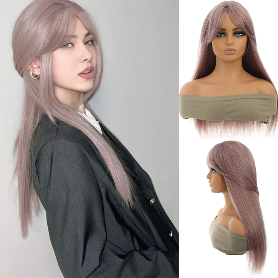 Synthetic - Grey Purple Wig 24 inches 8.57oz Bazi bangs long straight hair cover, Cosplay Music Festival Halloween Christmas
Synthetic - Grey Purple Wig 24 inches 8.57oz Bazi bangs long straight hair cover, Cosplay Music Festival Halloween Christmas