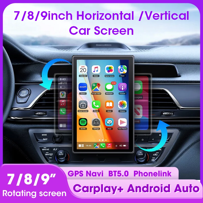 7/8/9-дюймовый вращающийся экран Carplay для автомобиля, беспроводной Carplay Android Auto горизонтальный и вертикальный автомобильный экран, AUX стерео FM-радио
7/8/9-дюймовый вращающийся экран Carplay для автомобиля, беспроводной Carplay Android Auto горизонтальный и вертикальный автомобильный экран, AUX стерео FM-радио