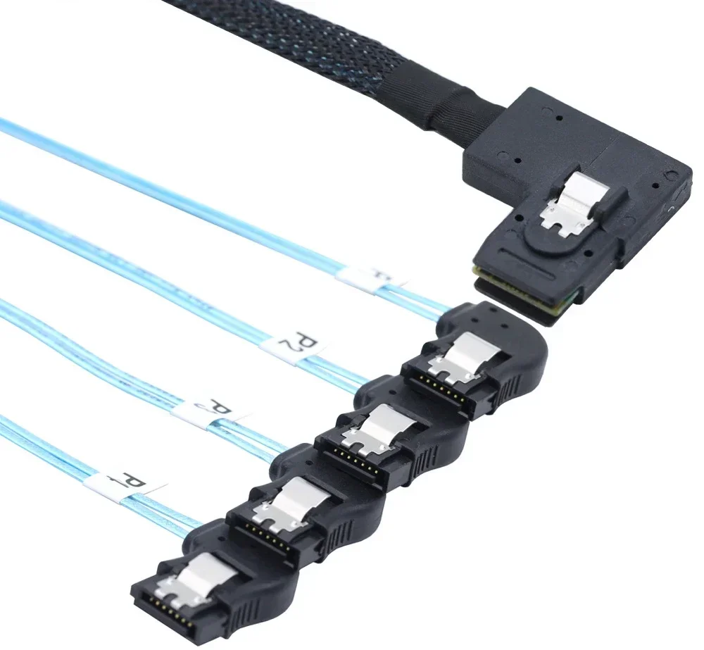 Надежный кабель Mini SAS HD SFF-8087 под прямым углом на 4 прямоугольных кабеля SATA 7P для высокопроизводительных внутренних серверных соединений
Надежный кабель Mini SAS HD SFF-8087 под прямым углом на 4 прямоугольных кабеля SATA 7P для высокопроизводительных внутренних серверных соединений