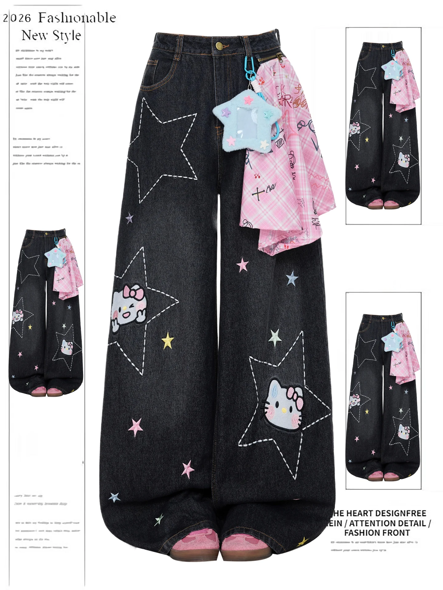 American Sle Star Embroidery Plaid Scarf Loose Wide Leg Jeans Women's Spring New Design Casual High Waist Straight Leg Pants
American Sle Star Embroidery Plaid Scarf Loose Wide Leg Jeans Women's Spring New Design Casual High Waist Straight Leg Pants