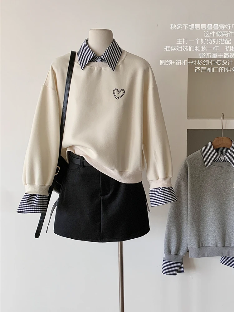 Fall Winter Women Fake Two Pieces Long Sleeve Hoodie College Style Sweatshirts Korean 2000s Aesthetic Preppy Pullovers Old Money
Fall Winter Women Fake Two Pieces Long Sleeve Hoodie College Style Sweatshirts Korean 2000s Aesthetic Preppy Pullovers Old Money