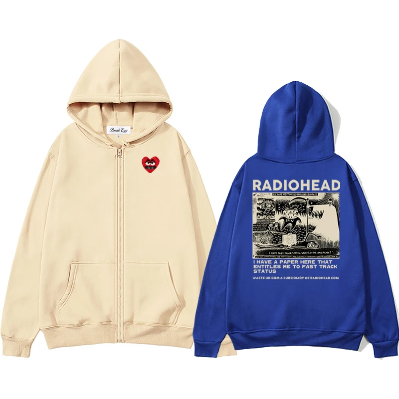 Radiohead Vintage Classic Print Men Women Zipper Hoodie Snag Heart Embroidery Polyester Pocket Loose Thin Autumn Sweater
Radiohead Vintage Classic Print Men Women Zipper Hoodie Snag Heart Embroidery Polyester Pocket Loose Thin Autumn Sweater