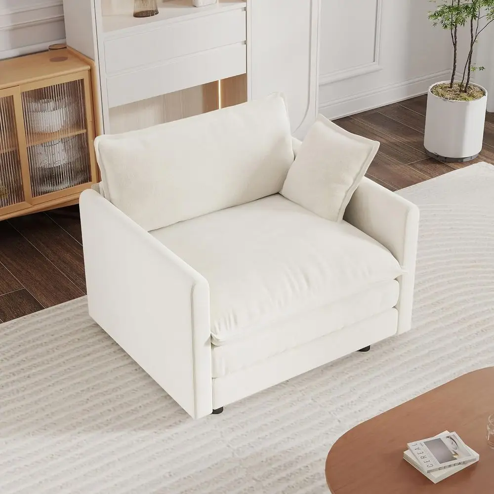 41.4 Inch Single Seat Soa, Chenille Comy Deep Upholstered Couch Armchair with Toss Pillow or Living Room Bedroom Oice Aparent, B
41.4 Inch Single Seat Soa, Chenille Comy Deep Upholstered Couch Armchair with Toss Pillow or Living Room Bedroom Oice Aparent, B