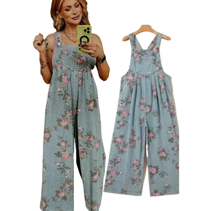 Летний женский джинсовый комбинезон с цветочным принтом, без рукавов, с регулируемыми бретелями, широкими штанинами и длинными штанинами
Летний женский джинсовый комбинезон с цветочным принтом, без рукавов, с регулируемыми бретелями, широкими штанинами и длинными штанинами