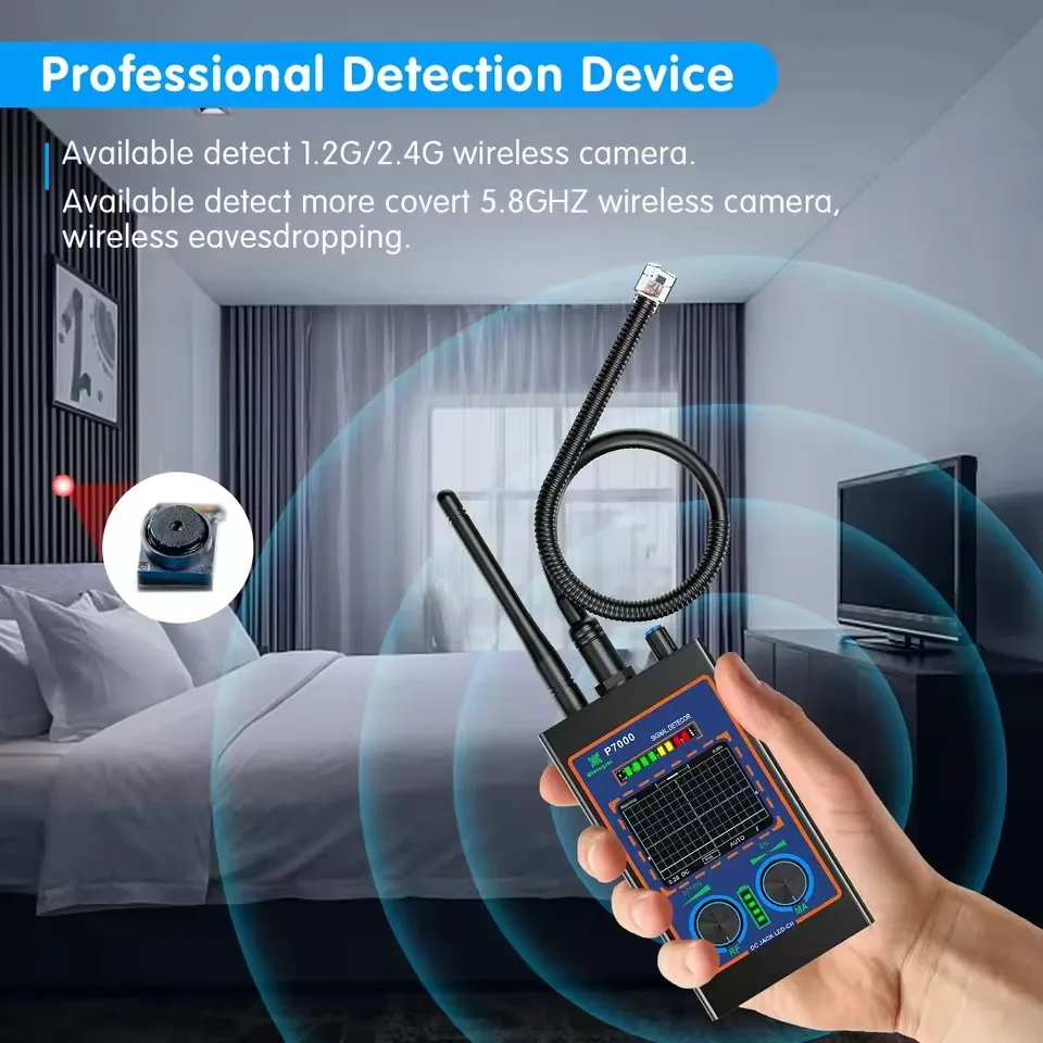 P7000 Anti Spy Detector AI Chip Laser Detection Infrared Pinhole Camera Finder GPS Tracker GSM Bug Wiretap Signal Anti Surveilla
P7000 Anti Spy Detector AI Chip Laser Detection Infrared Pinhole Camera Finder GPS Tracker GSM Bug Wiretap Signal Anti Surveilla