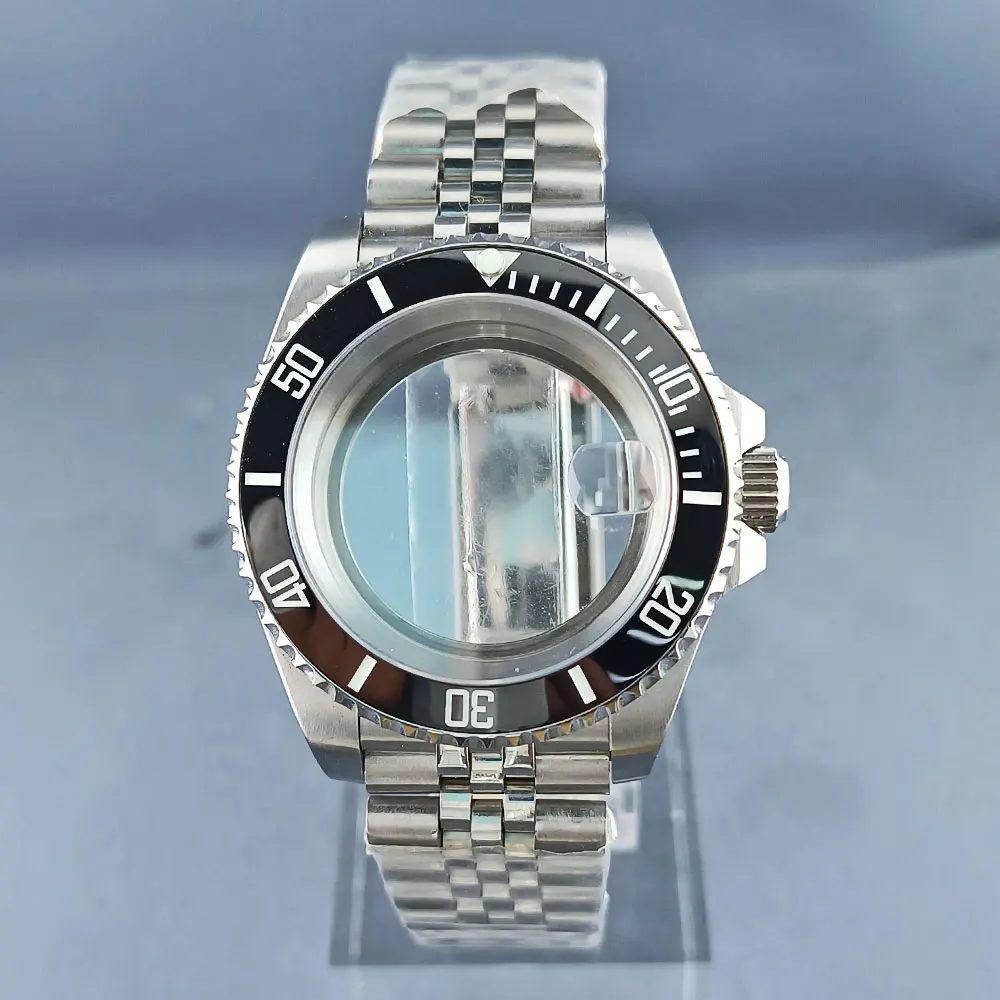 40mm Open Back Watch Case Silver Jubilee Strap with Ceramic Bezel 316L Stainless Steel Sapphire Glass for NH34 NH35 Movement
40mm Open Back Watch Case Silver Jubilee Strap with Ceramic Bezel 316L Stainless Steel Sapphire Glass for NH34 NH35 Movement