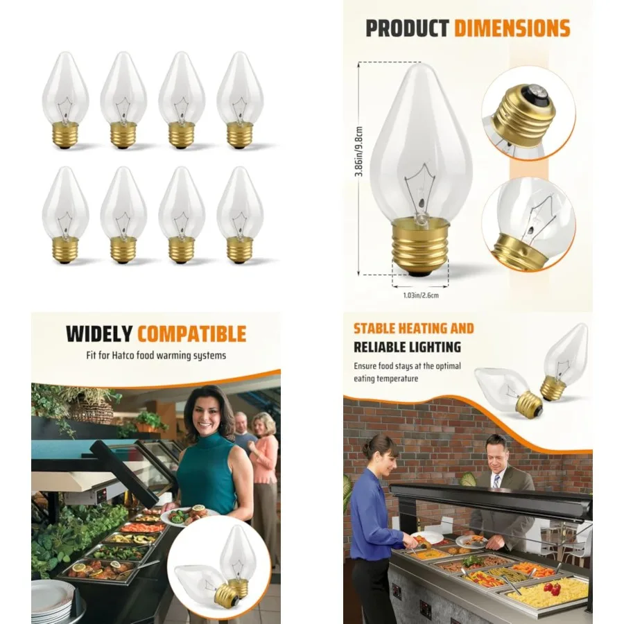 02-30-043 Heat Lamp Bulbs 60W 8-Pack E26 Base High Temperature Commercial Food Warming Bulbs Fit for Hatco Heat Warmers Shatter
02-30-043 Heat Lamp Bulbs 60W 8-Pack E26 Base High Temperature Commercial Food Warming Bulbs Fit for Hatco Heat Warmers Shatter