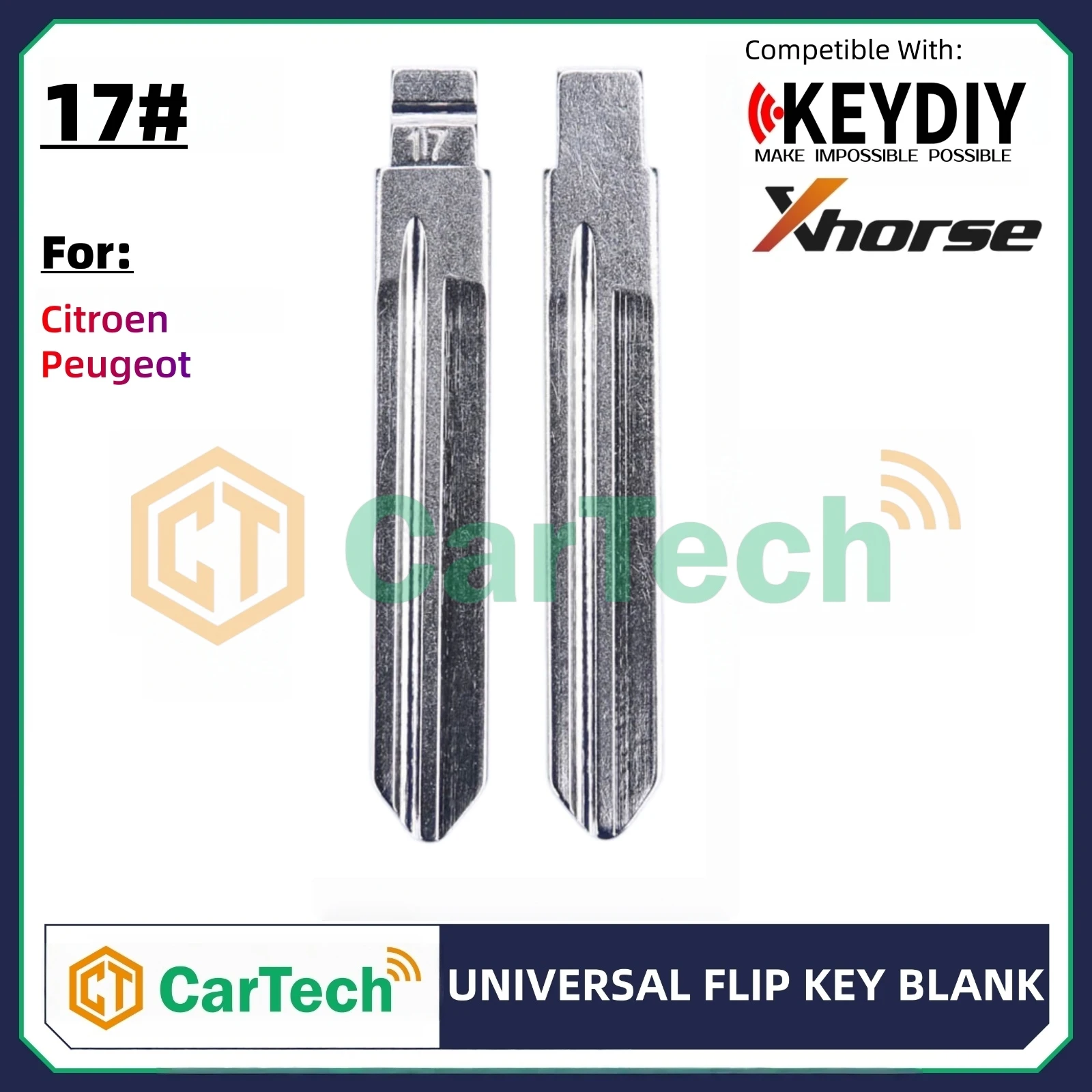 Cartech 17# Uncut Flip Blank Key Blade for KEYDIY KD XHORSE VVDI Universal Remote Fit Citroen Peugeot
Cartech 17# Uncut Flip Blank Key Blade for KEYDIY KD XHORSE VVDI Universal Remote Fit Citroen Peugeot
