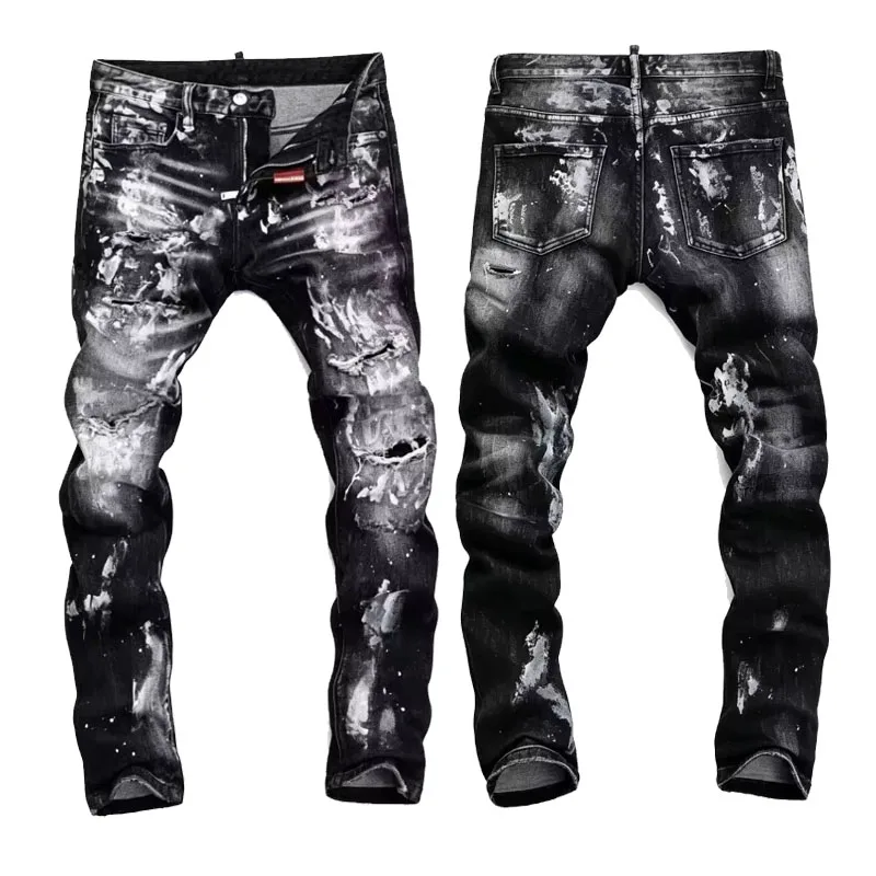 Men's Black Paint Splatter Distressed Jeans High Stretch Ripped Slim Fit Streetwear Denim Pants Punk Graffiti Style Trousers
Men's Black Paint Splatter Distressed Jeans High Stretch Ripped Slim Fit Streetwear Denim Pants Punk Graffiti Style Trousers