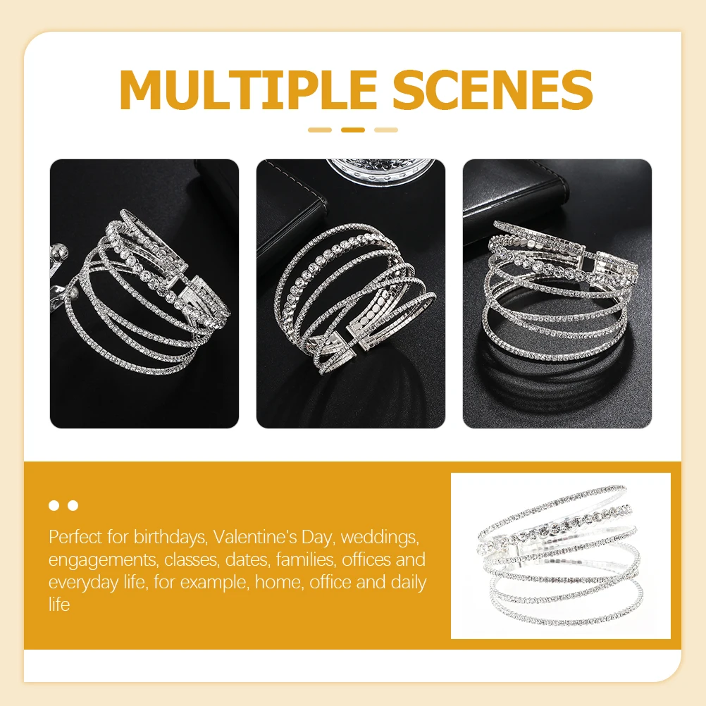 Bracelet Jewelry Women Rhinestone Silver Bracelets for Valentine' Day Wedding Valentine's Shiny Bangle
Bracelet Jewelry Women Rhinestone Silver Bracelets for Valentine' Day Wedding Valentine's Shiny Bangle