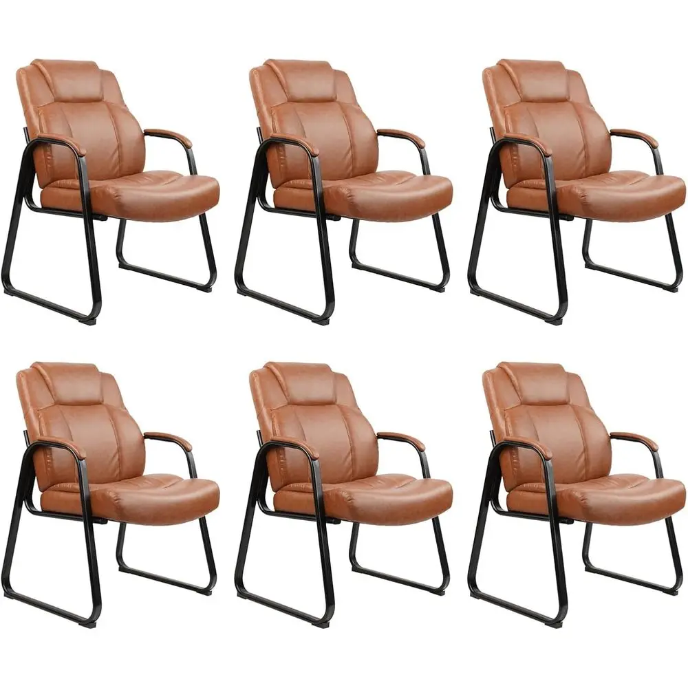 6-Piece Set of 500lb Capacity Leather Office Chairs with Padded Arms, Wide Seats, and Sled Bases for Conference or Waiting Rooms
6-Piece Set of 500lb Capacity Leather Office Chairs with Padded Arms, Wide Seats, and Sled Bases for Conference or Waiting Rooms