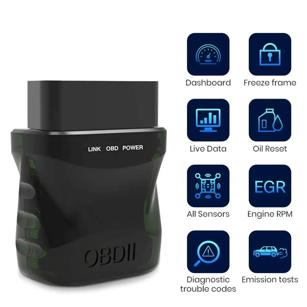 Портативный беспроводной сканер OBD II для диагностики автомобиля, подключение к смартфону, поддержка 9 протоколов OBD II/EOBD, инструменты для автоматической диагностики и ремонта.
Портативный беспроводной сканер OBD II для диагностики автомобиля, подключение к смартфону, поддержка 9 протоколов OBD II/EOBD, инструменты для автоматической диагностики и ремонта.