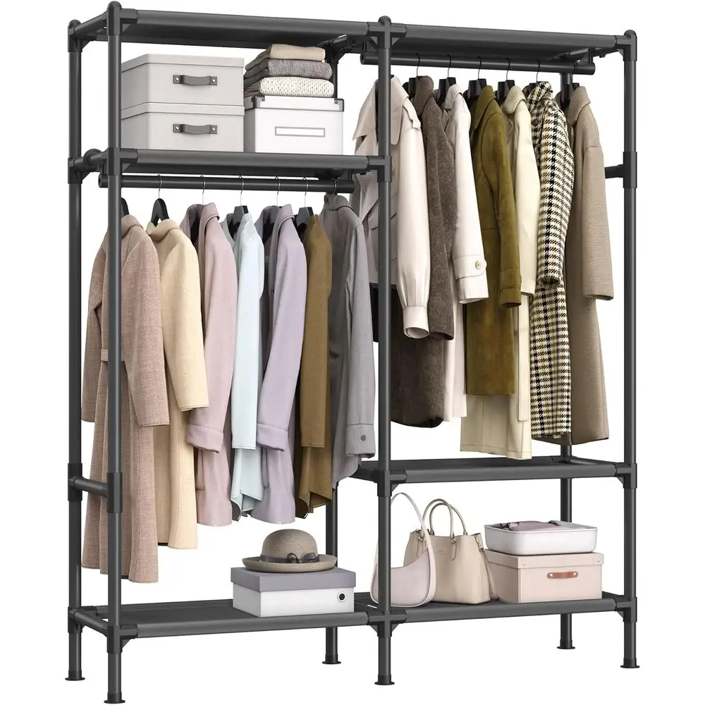 Heavy Duty Clothes Rack, 65 Inch Portable Wardrobe with Hanging Rails and Shelves, Total Load 242 lb, Easy Assembly, for Cloakro
Heavy Duty Clothes Rack, 65 Inch Portable Wardrobe with Hanging Rails and Shelves, Total Load 242 lb, Easy Assembly, for Cloakro