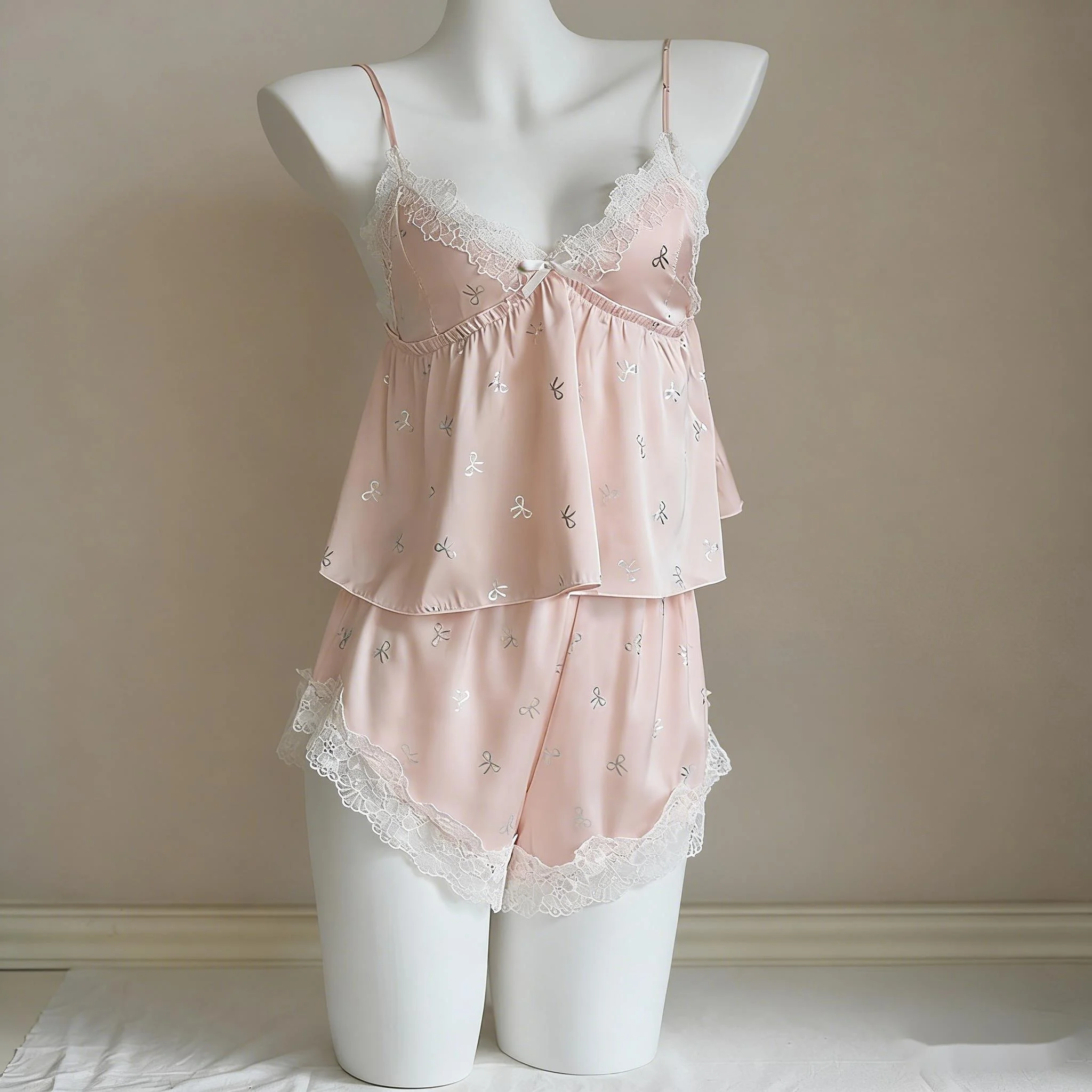 Butterfly Strap Shorts With Chest Pads Pajamas For Women Spring Summer Ice Silk Homewear Two-Piece Set
Butterfly Strap Shorts With Chest Pads Pajamas For Women Spring Summer Ice Silk Homewear Two-Piece Set