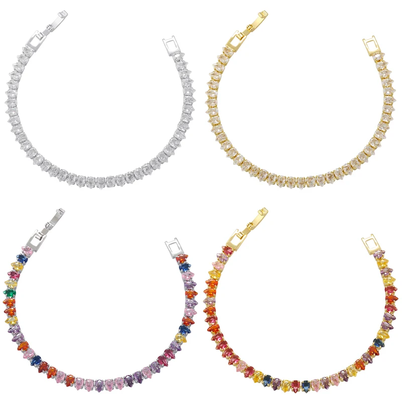 Rainbow Bracelet for Women with Waterdrop-Shaped Gold-Plated Brass Cubic Zirconia Exquisite Couple's Bracelet Wholesale:VL345
Rainbow Bracelet for Women with Waterdrop-Shaped Gold-Plated Brass Cubic Zirconia Exquisite Couple's Bracelet Wholesale:VL345