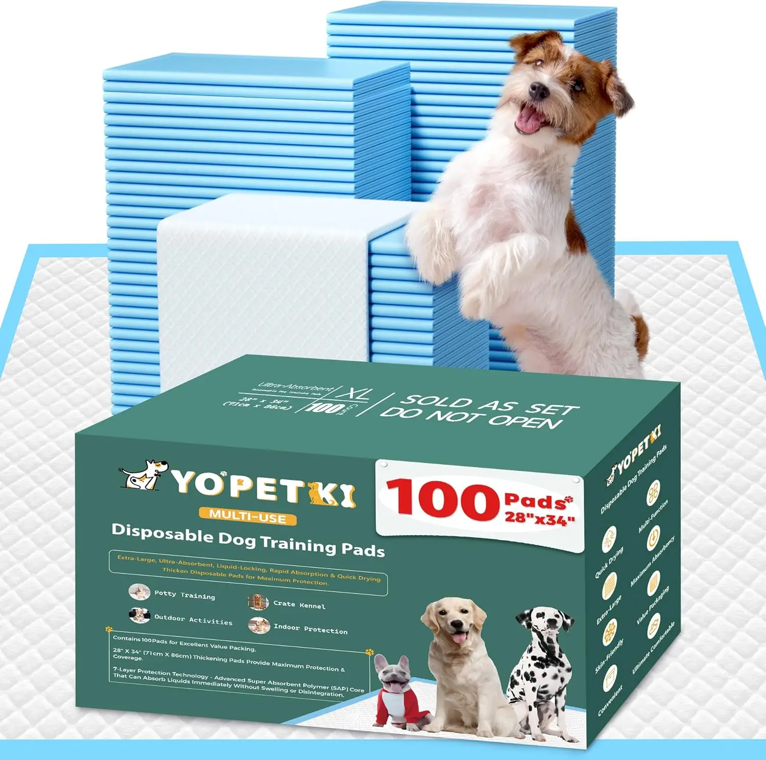 100 Count Extra Large Dog Pee Pads 28" x 34", Super Absorbent Quick Drying Leak-Proof Disposable Training Pads for Puppies
100 Count Extra Large Dog Pee Pads 28" x 34", Super Absorbent Quick Drying Leak-Proof Disposable Training Pads for Puppies