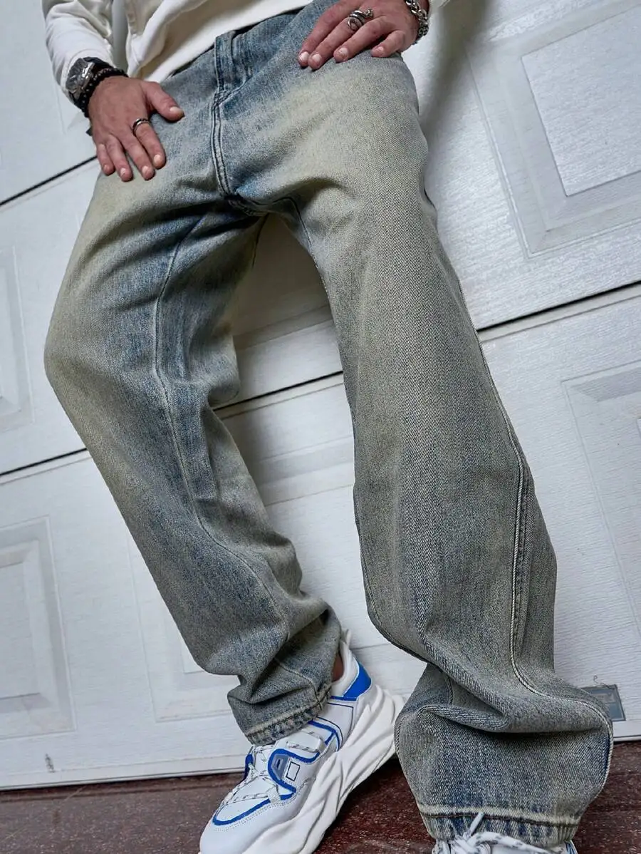 Mens Washed Straight Fit Denim Jeans Light Blue Distressed Loose Streetwear
Mens Washed Straight Fit Denim Jeans Light Blue Distressed Loose Streetwear
