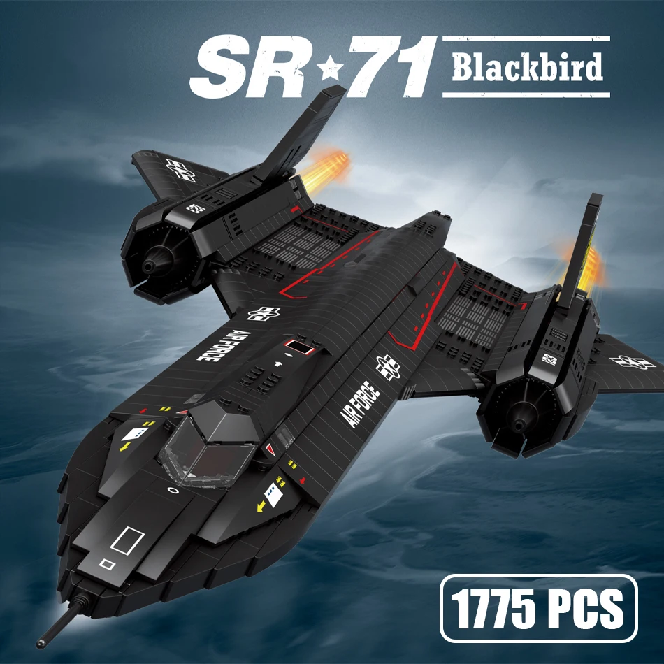 MOC SR-71 Blackbird Reconnaissance Aircraft Building Blocks US Air Force Airplane Fighter Assembly Bricks Toy Kids Gift for Boys
MOC SR-71 Blackbird Reconnaissance Aircraft Building Blocks US Air Force Airplane Fighter Assembly Bricks Toy Kids Gift for Boys