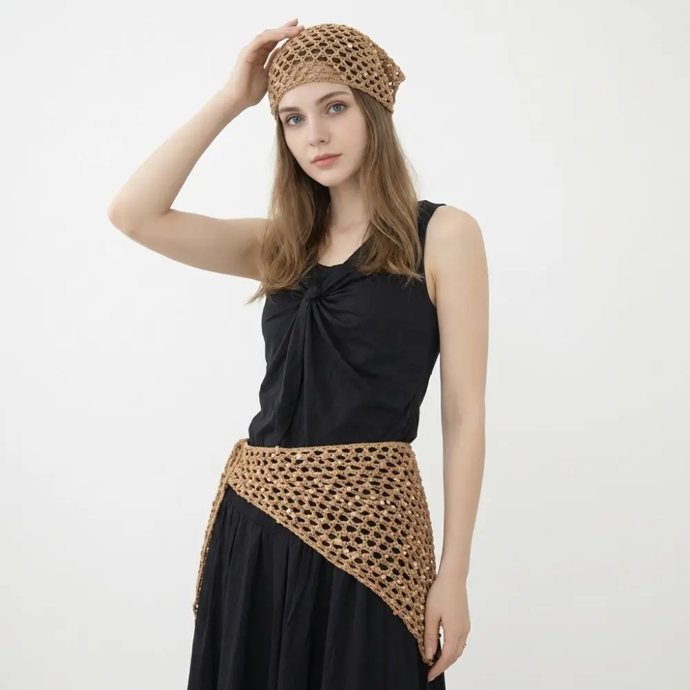 Casual Sequined Headscarf Headband Hollow Ins Style Knitted Triangle Scarf Versatile Y2K Beanies Headband Summer Travel
Casual Sequined Headscarf Headband Hollow Ins Style Knitted Triangle Scarf Versatile Y2K Beanies Headband Summer Travel