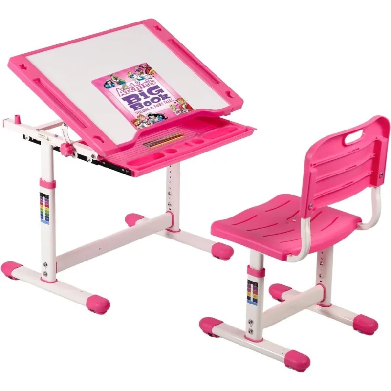 Детский учебный стол и стул с регулируемой высотой и ящиком для хранения для письма, чтения, рисования, розовый
Детский учебный стол и стул с регулируемой высотой и ящиком для хранения для письма, чтения, рисования, розовый