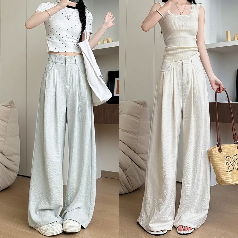 White Cream Puff Suit Pants, Women's Summer New Loose and Drape Casual Straight-leg Pants, High-waisted Yamamoto Wide-leg Pants
White Cream Puff Suit Pants, Women's Summer New Loose and Drape Casual Straight-leg Pants, High-waisted Yamamoto Wide-leg Pants