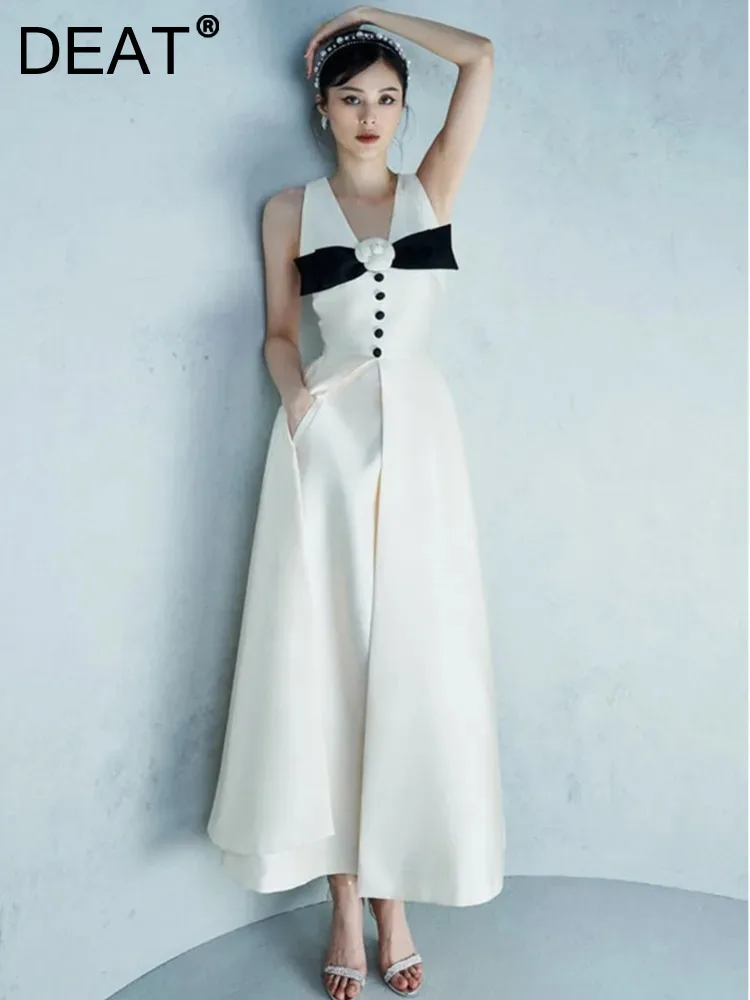 DEAT Elegant Dress Flowers Bowknot Split Satin V-neck Sleeveless A-line Women's Party Dresses 2024 Summer New Fashion 13DB1872
DEAT Elegant Dress Flowers Bowknot Split Satin V-neck Sleeveless A-line Women's Party Dresses 2024 Summer New Fashion 13DB1872