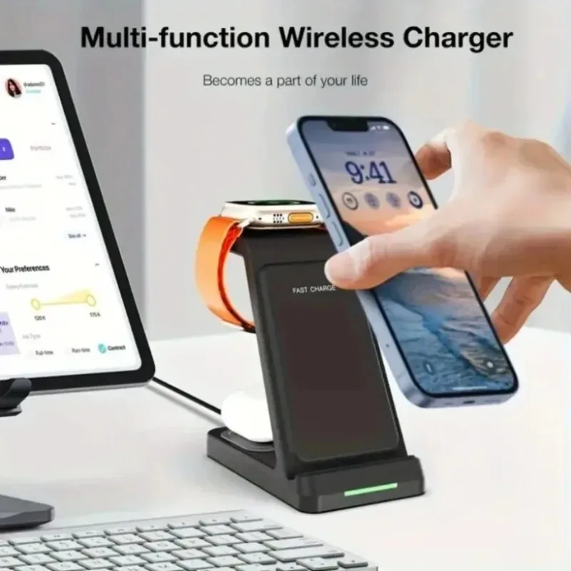 3 in 1 Wireless Charger Stand Fast Charging Station Thermal Design For iPhone 12-17 Pro Max Apple Watch AirPods Samsung Daily
3 in 1 Wireless Charger Stand Fast Charging Station Thermal Design For iPhone 12-17 Pro Max Apple Watch AirPods Samsung Daily