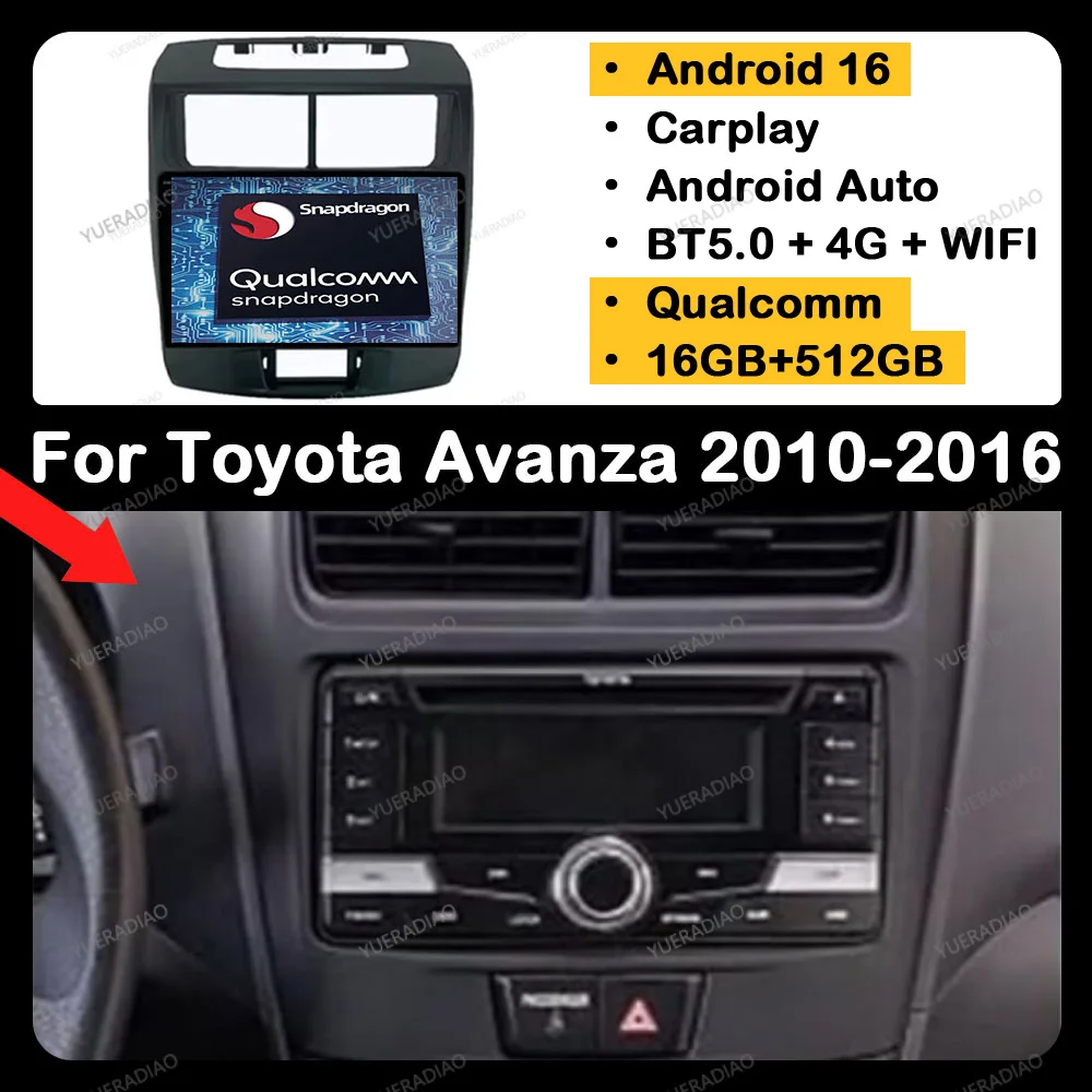 Android 16 Car Radio For Toyota Avanza 2010 2011 2012 2013 2014 2015 2016 Multimedia Stereo Video Player Head Unit QLED 4G WIFI
Android 16 Car Radio For Toyota Avanza 2010 2011 2012 2013 2014 2015 2016 Multimedia Stereo Video Player Head Unit QLED 4G WIFI