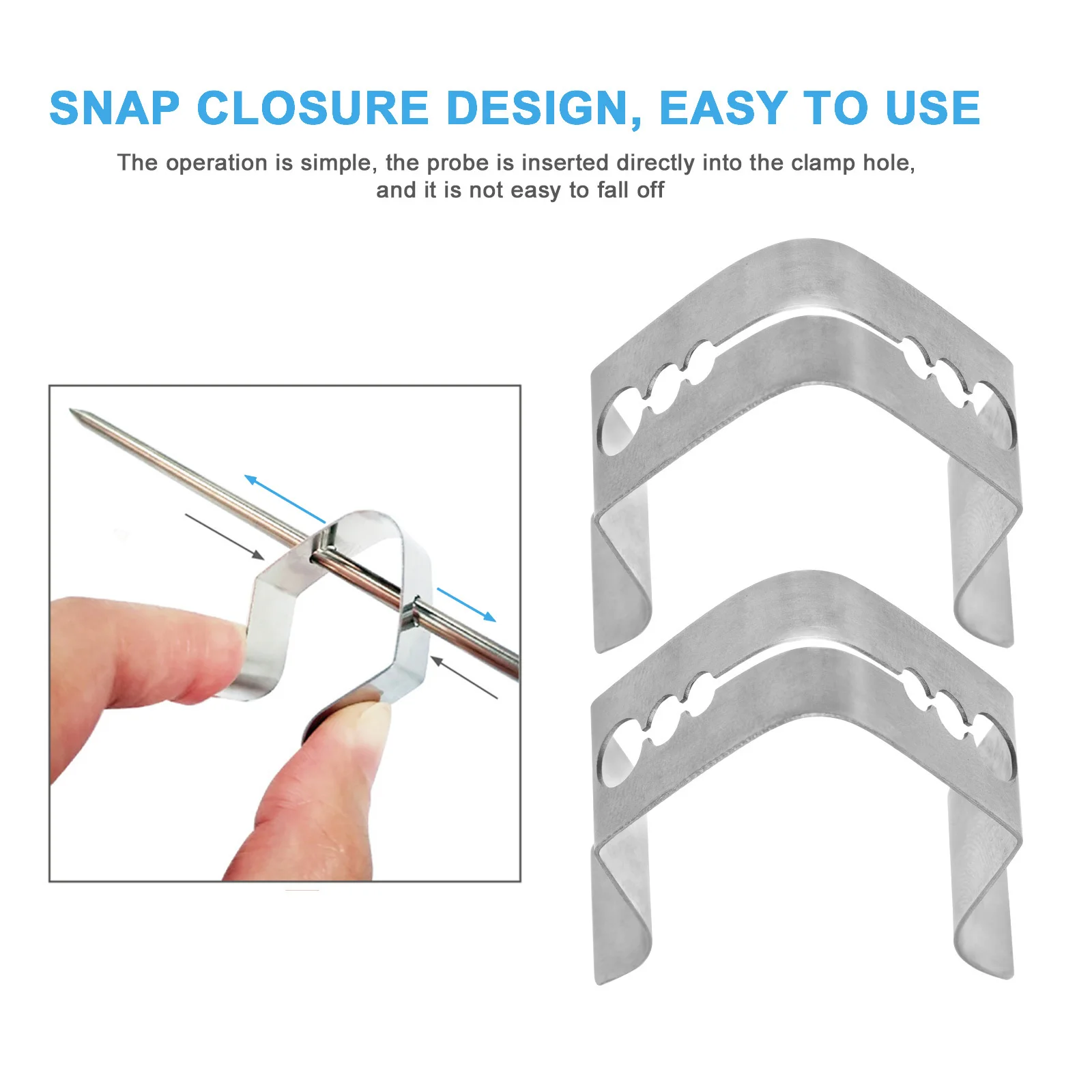 2 Pcs Grills Thermometer Fixing Clip on Temperature Probe Stainless Steel for Holder Silver Bbq
2 Pcs Grills Thermometer Fixing Clip on Temperature Probe Stainless Steel for Holder Silver Bbq
