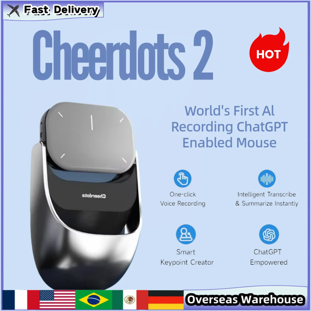 Cheerdots 2 Wireless Controll ChatGpt Detachable Air Mouse Wireless Touchpad All-in-one Pocket AI Recording Enabled Mouse Office
Cheerdots 2 Wireless Controll ChatGpt Detachable Air Mouse Wireless Touchpad All-in-one Pocket AI Recording Enabled Mouse Office