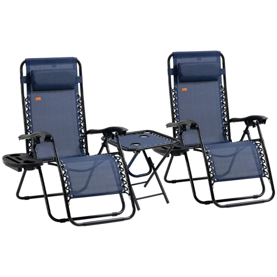 Zero Gravity Lounger Chair Set of 3 Folding Reclining Patio Chair Side Table Cup Holder rest Blue Poolside Camping
Zero Gravity Lounger Chair Set of 3 Folding Reclining Patio Chair Side Table Cup Holder rest Blue Poolside Camping