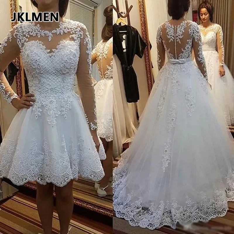 Detachable Train Wedding Dresses Princess Vestido De Noiva Lace Appliques Pearls Bridal Gowns 2 In 1 Ball Gown
Detachable Train Wedding Dresses Princess Vestido De Noiva Lace Appliques Pearls Bridal Gowns 2 In 1 Ball Gown