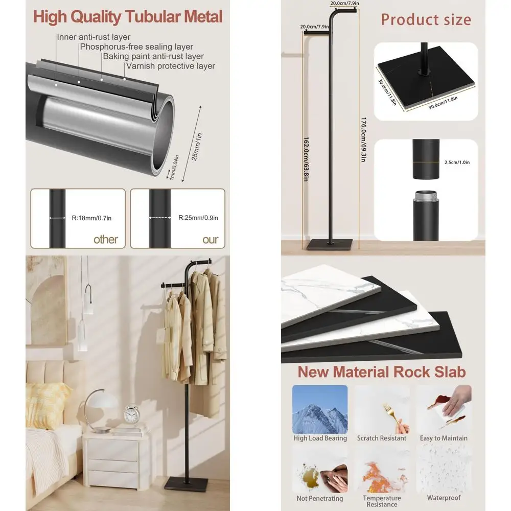 Modern Freestanding Coat Rack, Heavy-Duty Metal Tree with Rock Base, 68.9 Tall, Black for Home & Boutiques
Modern Freestanding Coat Rack, Heavy-Duty Metal Tree with Rock Base, 68.9 Tall, Black for Home & Boutiques