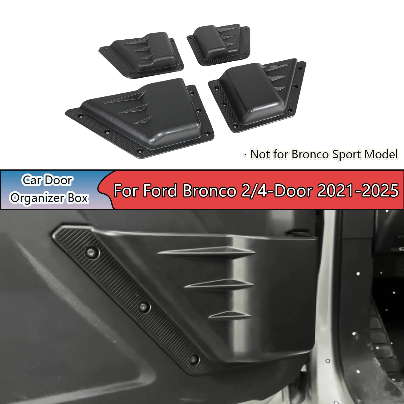 For Ford Bronco 2/4-Door 2021-2025 4PCS Front and Rear Car Door Storage Pockets Organizer Box Black Accessories ABS Plastic
For Ford Bronco 2/4-Door 2021-2025 4PCS Front and Rear Car Door Storage Pockets Organizer Box Black Accessories ABS Plastic