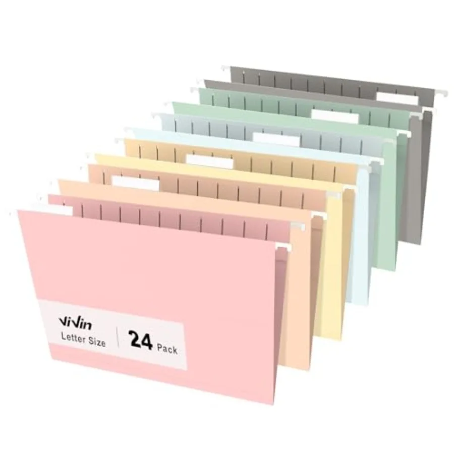 Hanging File Folders 24 Pack, Letter Size with 1/5-Cut Adjustable Tabs, Colors, Reinforced File Organizer for Office Desk, Home
Hanging File Folders 24 Pack, Letter Size with 1/5-Cut Adjustable Tabs, Colors, Reinforced File Organizer for Office Desk, Home