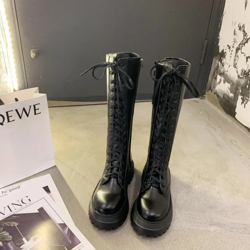 New Ladies Motorcycle Boots Wedge Flats Ladies High Heels Platform PU Leather Boots Lace Up Women's Shoes Black Boots for Girls
New Ladies Motorcycle Boots Wedge Flats Ladies High Heels Platform PU Leather Boots Lace Up Women's Shoes Black Boots for Girls