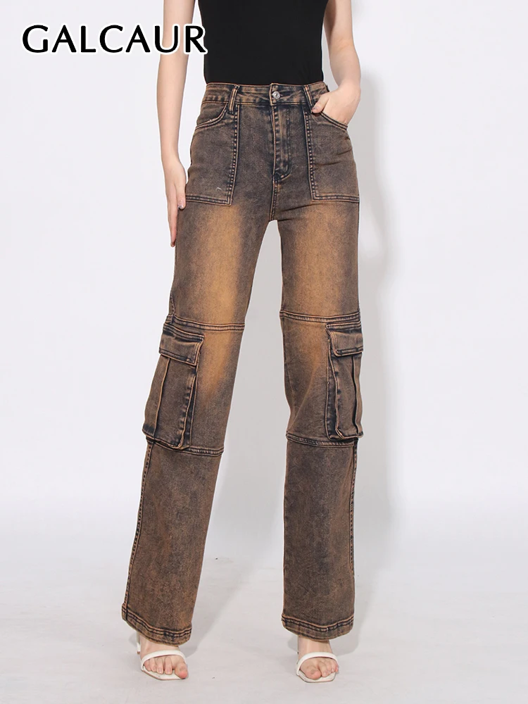 GALCAUR Vintage Do Old Denim Pants For Women High Waist Patchwork Pockets Streetwear Fashion Colorblock Straight Trousers Female
GALCAUR Vintage Do Old Denim Pants For Women High Waist Patchwork Pockets Streetwear Fashion Colorblock Straight Trousers Female