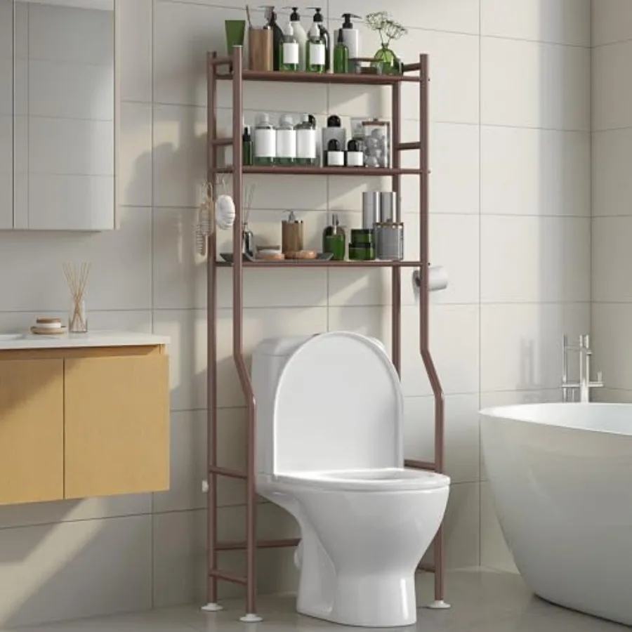 3-Tier Over The Toilet Storage Organizer, Space-Saving Bathroom Rack with Paper Holder and 4 Hooks, 64" Tall Freestanding Carbo
3-Tier Over The Toilet Storage Organizer, Space-Saving Bathroom Rack with Paper Holder and 4 Hooks, 64" Tall Freestanding Carbo