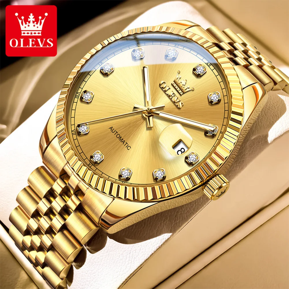 OLEVS новые классические деловые часы для мужчин, золотые механические мужские наручные часы из нержавеющей стали, светящиеся водонепроницаемые часы Relogio
OLEVS новые классические деловые часы для мужчин, золотые механические мужские наручные часы из нержавеющей стали, светящиеся водонепроницаемые часы Relogio
