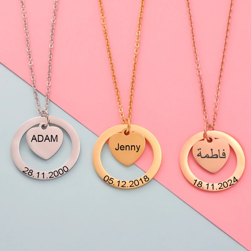 Acheerup Personalized Engrave Name Date Necklace for Women Kids Stainless Steel Custom Heart Round Pendant Jewelry Newborn Gift
Acheerup Personalized Engrave Name Date Necklace for Women Kids Stainless Steel Custom Heart Round Pendant Jewelry Newborn Gift