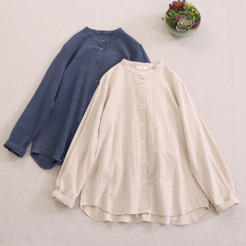 Spring New Japan Style Solid Color Cotton Linen Shirts Women O-Neck Long Sleeve Casual Loose Single Breasted Blouse Tops
Spring New Japan Style Solid Color Cotton Linen Shirts Women O-Neck Long Sleeve Casual Loose Single Breasted Blouse Tops