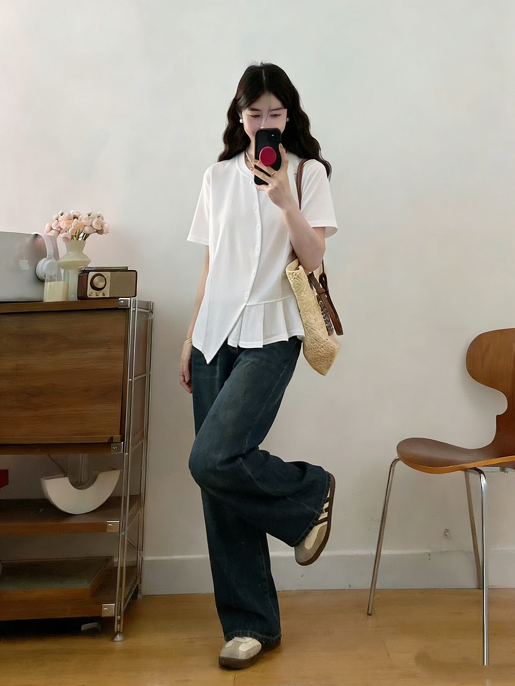 Unique Design White Short Sleeve T-Shirt Women plus Size Summer New Style Irregular Shoulder Line Fashionable plus Size MM
Unique Design White Short Sleeve T-Shirt Women plus Size Summer New Style Irregular Shoulder Line Fashionable plus Size MM