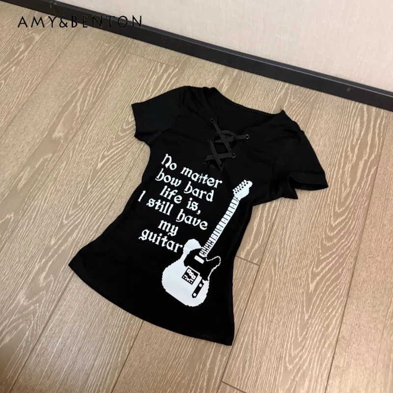 2025 New Summer Original Home Cute Cartoon Guitar Hot Sexy Hollow Short Casual Top Short Sleeve T-Shirt For Women
2025 New Summer Original Home Cute Cartoon Guitar Hot Sexy Hollow Short Casual Top Short Sleeve T-Shirt For Women