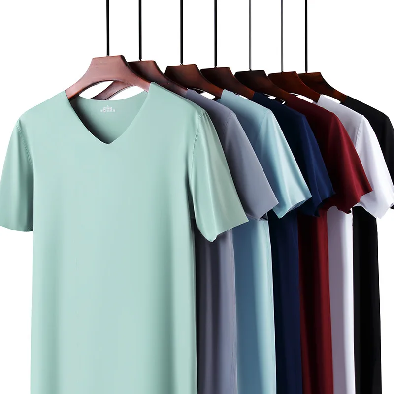 Men's T-shirt Ice Silk Top Tee Seamless Slim Bottoming Shirt Oversized Short-sleeved V-neck 2022 Spring Summer T Shirt
Men's T-shirt Ice Silk Top Tee Seamless Slim Bottoming Shirt Oversized Short-sleeved V-neck 2022 Spring Summer T Shirt