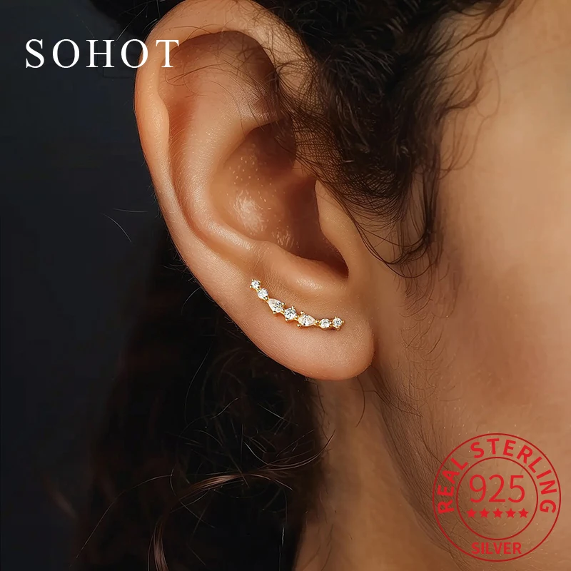 Real 925 Sterling Silver Minimalist Irregular Zircon Tiny Stud Earrings For Charm Women Fine Jewelry Light Luxury Accessories
Real 925 Sterling Silver Minimalist Irregular Zircon Tiny Stud Earrings For Charm Women Fine Jewelry Light Luxury Accessories