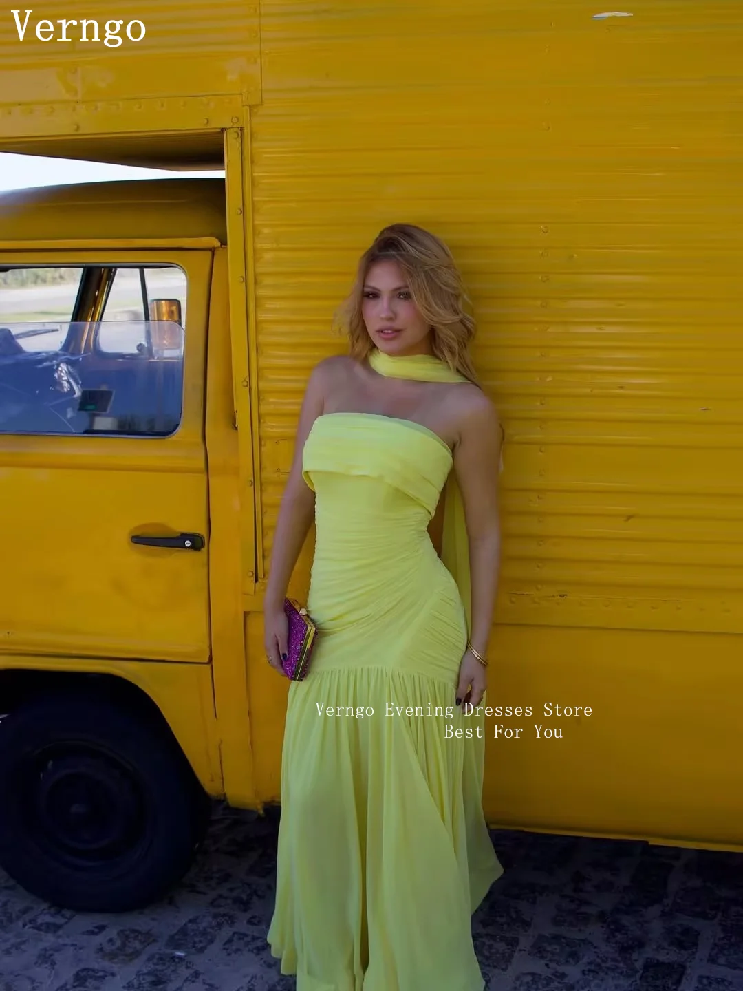 Verngo Yellow Chiffon Evening Dress Elegant Strapless A Line Prom Dress Flowing Hand-pleated Silk Prom Party Dress Customized
Verngo Yellow Chiffon Evening Dress Elegant Strapless A Line Prom Dress Flowing Hand-pleated Silk Prom Party Dress Customized