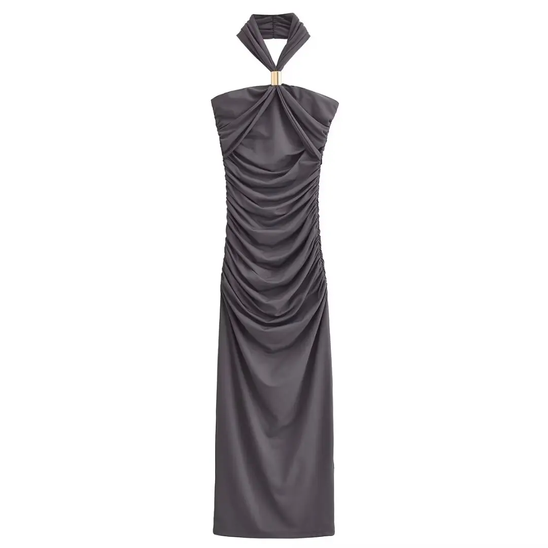 BM&MD&ZA Womens Halter Neck Mid Length Ruched Dress Stylish Gathered Design Elegant Slim Fit Ladies Fashion Outfit
BM&MD&ZA Womens Halter Neck Mid Length Ruched Dress Stylish Gathered Design Elegant Slim Fit Ladies Fashion Outfit
