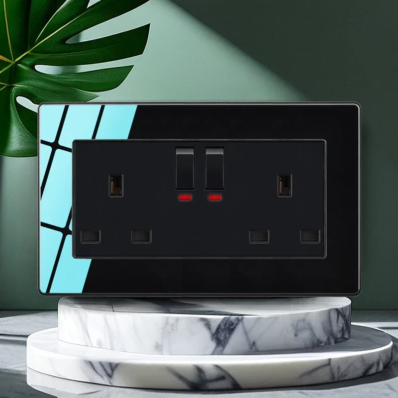 T&I European Bakelite 13A 2 Gang Pole UK Electrical Double Switch Socket Wall, Electric Switches And Sockets Made Of Glass
T&I European Bakelite 13A 2 Gang Pole UK Electrical Double Switch Socket Wall, Electric Switches And Sockets Made Of Glass