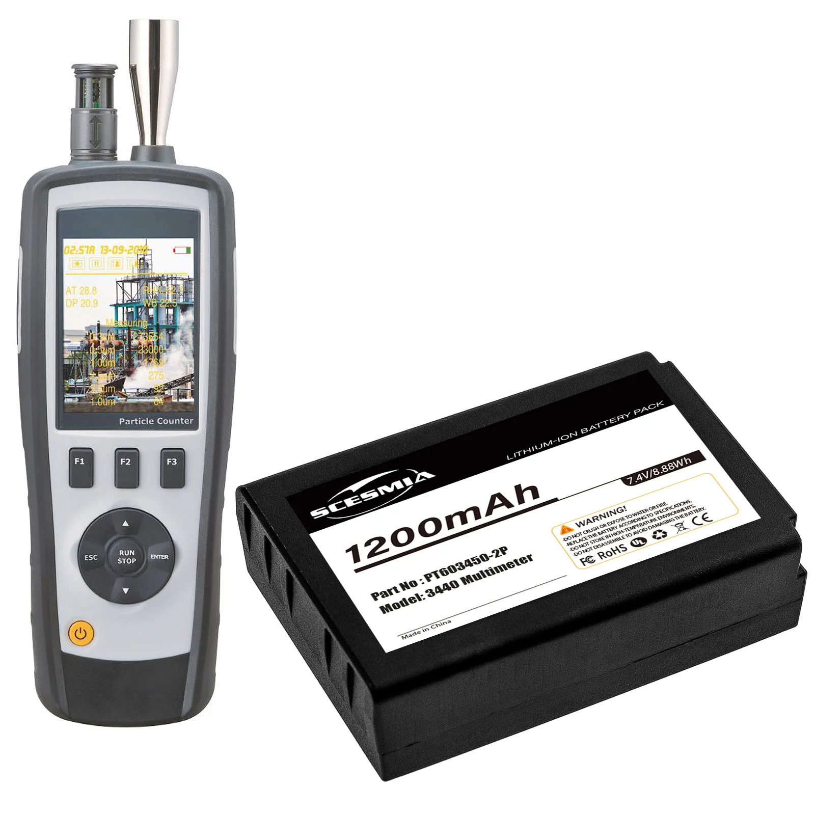 1200mAh Battery PT603450-2S for CEM DT-9880, DT-9880M, DT-9881, DT-9883M, DT-9881M
1200mAh Battery PT603450-2S for CEM DT-9880, DT-9880M, DT-9881, DT-9883M, DT-9881M